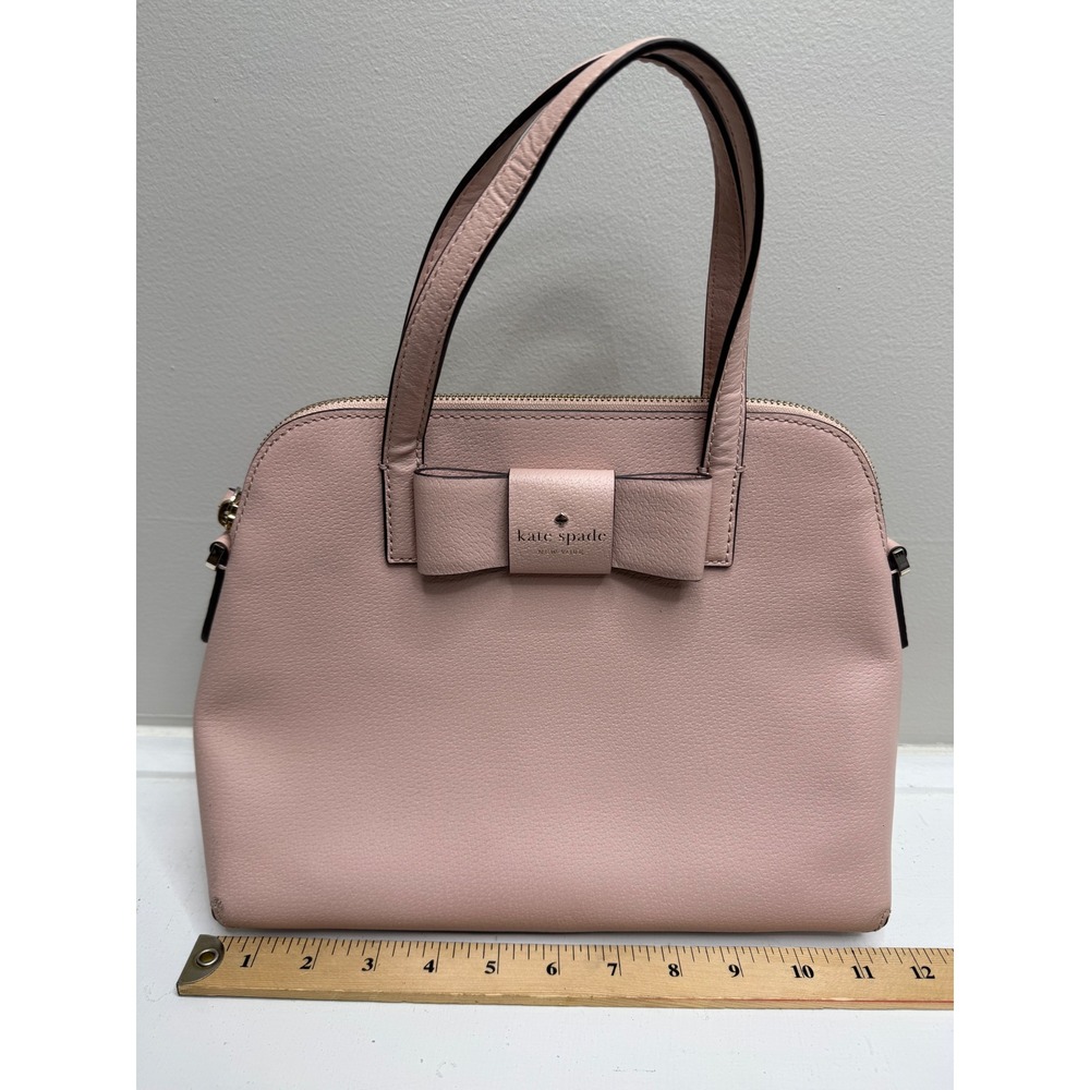 Kate Spade Satchel Bag Pink Leather Bow Top Handle Matthew's Street Maise Bag - Picture 11 of 13
